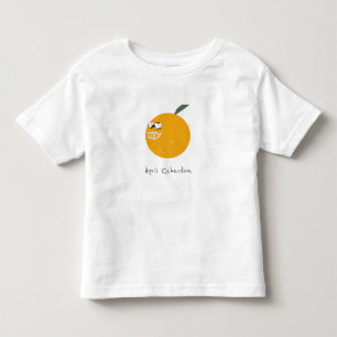 Cute-Orange med solglasögon, frukt och kider Hand T Shirt