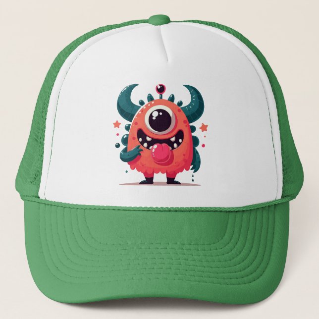 Cute Orange Monster Tecknad-67423 Keps (Framsida)