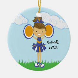Cute Orange och Blue CheerLeader jul Ornament