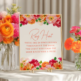 Cute Orange och Bright Rosa Blommigt Ring Hunt Gam Poster
