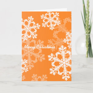Cute orange och vit jul snöflingor helgkort