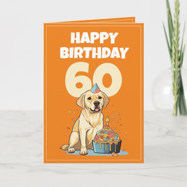 Cute Orange och White Lab Make 60:e födelsedagen Kort (Framsida)