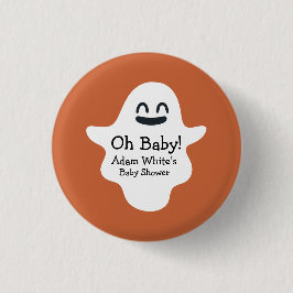 Cute Orange Oh Baby! Ghost Halloween Baby Shower Knapp