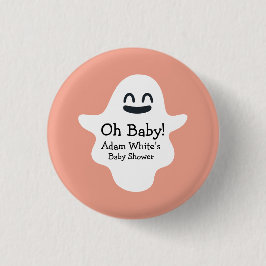 Cute Orange Oh Baby! Ghost Halloween Baby Shower Knapp
