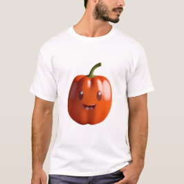 Cute Orange Paprika Fruit med Ansikte T Shirt