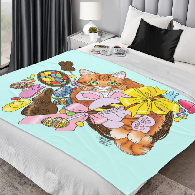 Cute Orange Påsk Cat Fleecefilt (Skapare uppladdad)