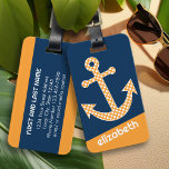 Cute Orange Polka-punktfästpunkt med eget namn för Bagagebricka<br><div class="desc">Ett trendig- och elegant med punkter och färg plus ett område där du kan lägga till ditt namn eller monogram.</div>