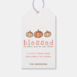 Cute Orange Pumpkin Blad Thanksgiving Presentetikett
