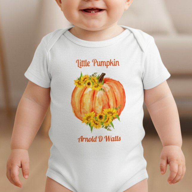 Cute Orange Pumpkin Blommigt White T Shirt (Skapare uppladdad)