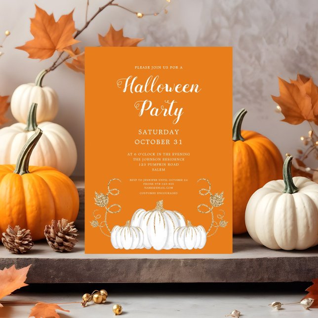 Cute Orange Pumpkin Halloween Cocktail Party Inbjudningar (Cute Orange Pumpkin Halloween Cocktail Party Invitation)