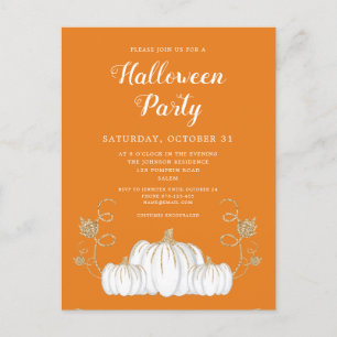 Cute Orange Pumpkin Halloween fest Vykort