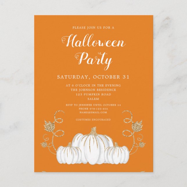 Cute Orange Pumpkin Halloween fest Vykort (Framsida)