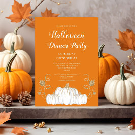 Cute Orange Pumpkin Halloween Middag Party Inbjudningar
