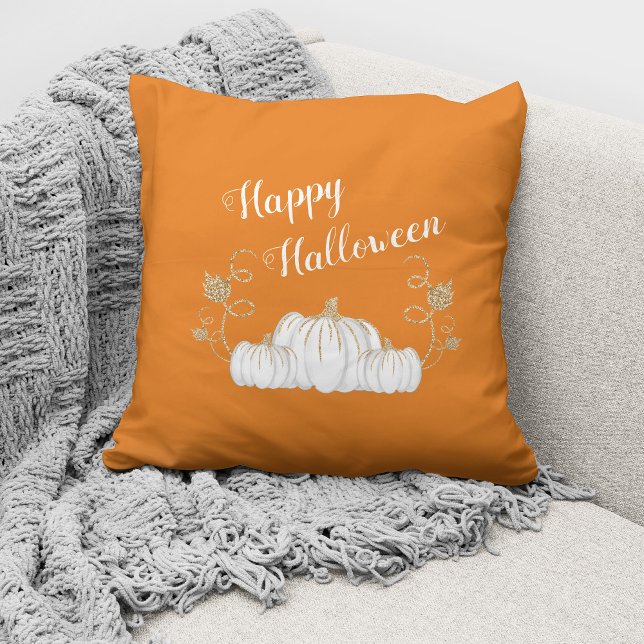 Cute Orange Pumpkin Happy halloween Kudde (Skapare uppladdad)