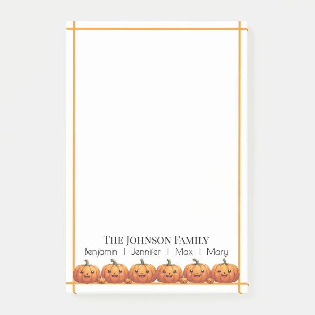 Cute Orange Pumpkins Fall Post-it Block (Framsida)