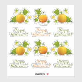 Cute Orange Pumpkins & Happy halloween! Stickers Klistermärken