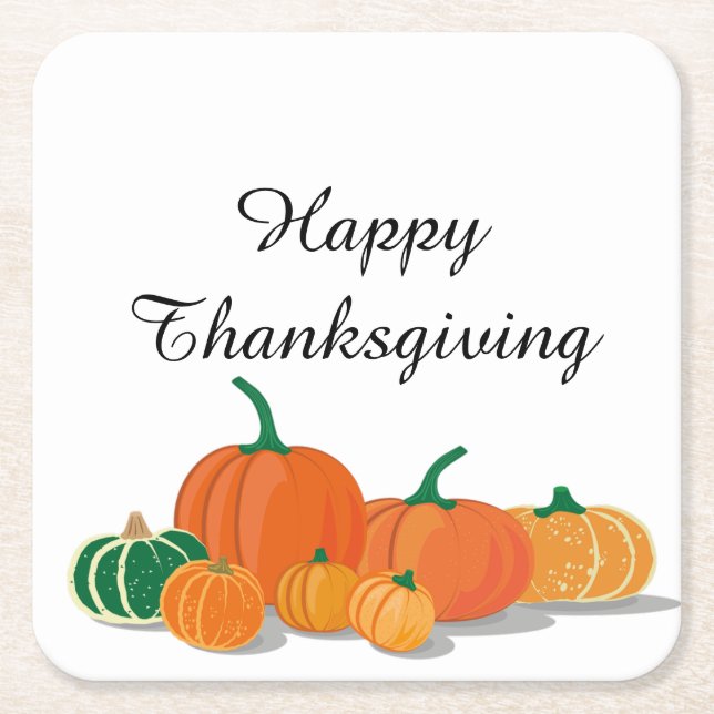 Cute Orange Pumpkins Underlägg Papper Kvadrat (Framsidan)