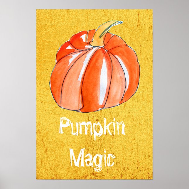 Cute orange pumpor magiska citattecken gyllene kon poster (Framsidan)