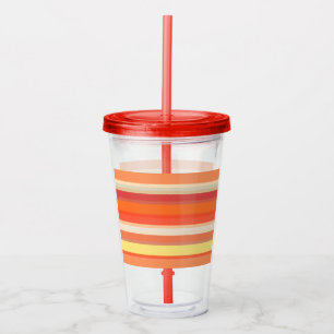 Cute orange red stripes take away mugg