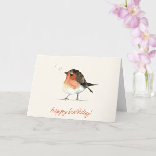 Cute Orange Robin - enkel Elegant Birthday Kort