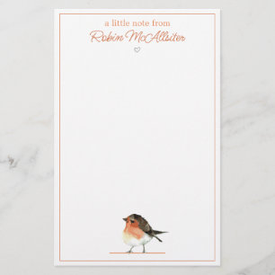 Cute Orange Robin - enkel Elegant Brevpapper