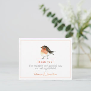 Cute Orange Robin Simple Elegant bröllop Tack Anteckningskort