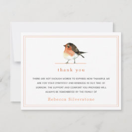 Cute Orange Robin Simple Elegant Funeral Tack Anteckningskort