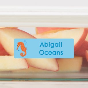 Cute orange seahoros bubbles tecknad personlig klistermärke