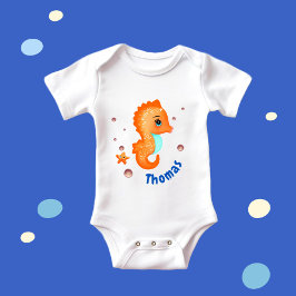 Cute orange seahorse t shirt