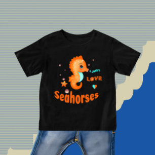 Cute orange seahorse t shirt