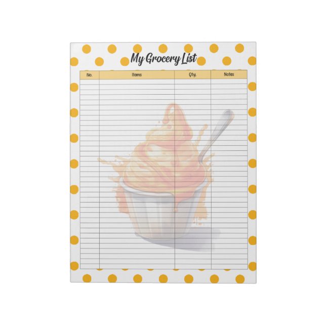 Cute Orange Sherbet Livsmedel List Anteckningsblock (Roterad)