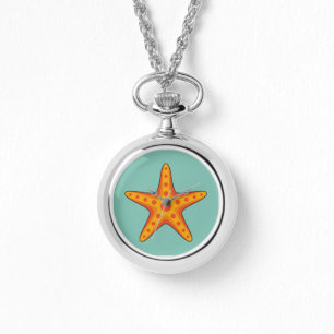Cute Orange Starfish Tecknad Armbandsur