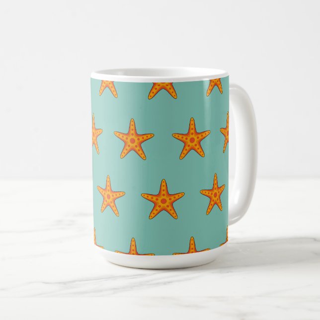 Cute Orange Starfish Tecknad Kaffemugg (Framsida höger)