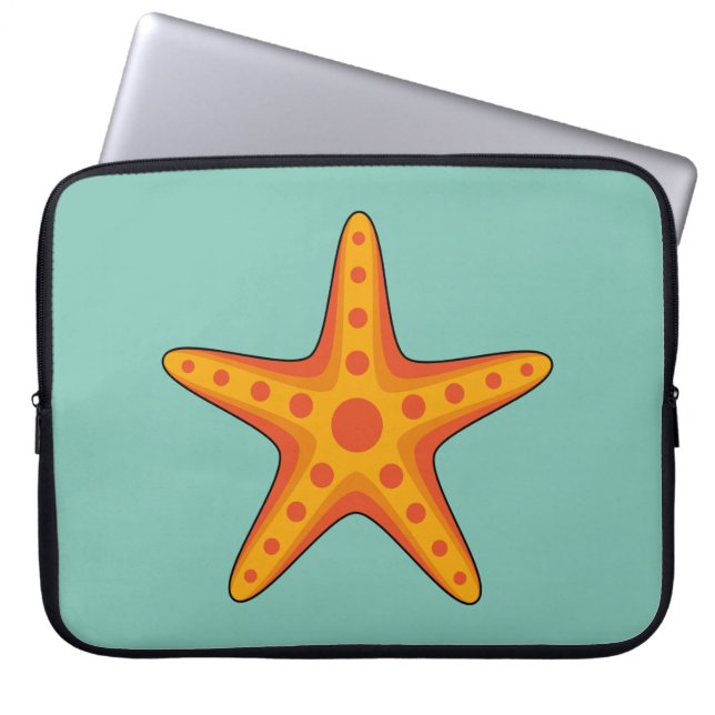 Cute Orange Starfish Tecknad Laptop Fodral (Framsidan)