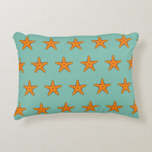 Cute Orange Starfish Tecknad Prydnadskudde