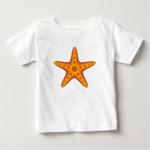 Cute Orange Starfish Tecknad T Shirt