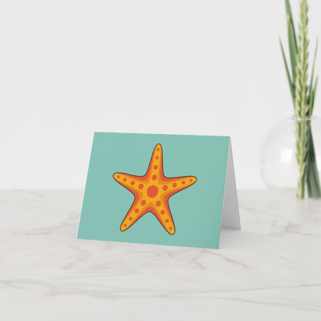 Cute Orange Starfish Tecknad Tack Kort (Framsida)