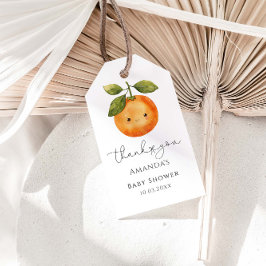 Cute Orange Summer Baby Shower Presentetikett
