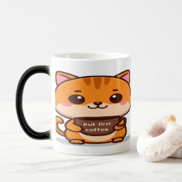 Cute Orange Tabby But First Coffee Magisk Mugg