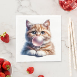 Cute Orange Tabby katt Bubble Gum Nursery Pappersservett