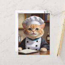 Cute Orange Tabby katt Chef Cooking Illustration