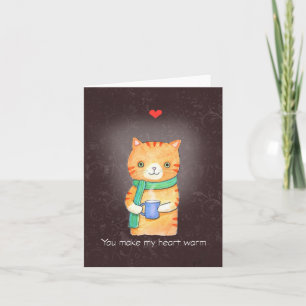 Cute Orange Tabby katt Coffee Tea Älskare Valentin Kort