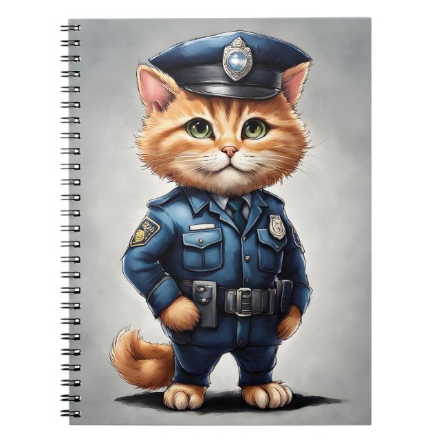 Cute Orange Tabby katt i polisens enhetliga vatten Anteckningsbok (Framsidan)