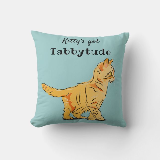 Cute Orange Tabby Kitten Graphic Tabbytud Kudde (Framsida)