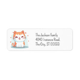 Cute Orange Tabby Kitten Kawaii Chibi Returadress Etikett