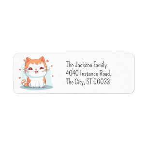 Cute Orange Tabby Kitten Kawaii Chibi Returadress Etikett