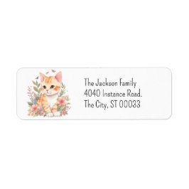 Cute Orange Tabby Kitten Kawaii Chibi Returadress Etikett