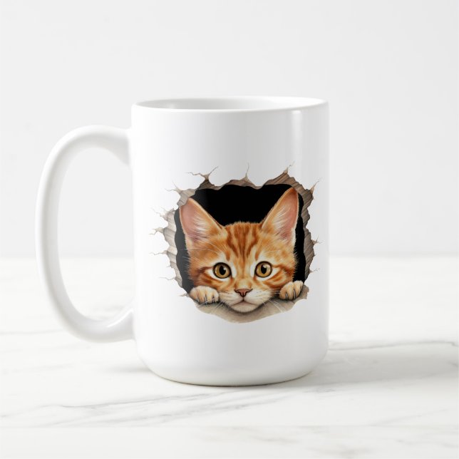 CUTE ORANGE TABBY KITTEN PEEOUT KAFFEMUGG (Vänster)