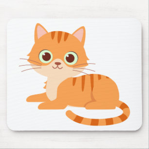 Cute Orange Tabby Kitten Tecknad Kattunge Musmatta