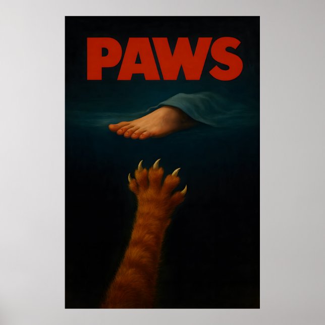 Cute Orange Tabby vs Human Foot Poster (Framsidan)